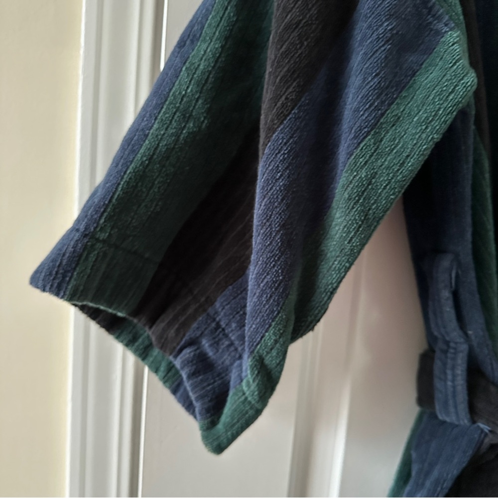 Vintage 80s/90s Claybrooke Green Blue Thick Terrycloth Robe Unisex One Size Bath - Picture 6 of 16